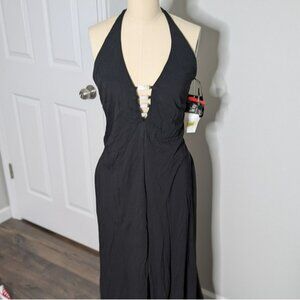 NWT Night Way Collections Vneck Jeweled Black Maxi Dress Large (See Description)